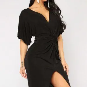 Fashion Nova Full Grown Knot Dress Black Fashion Nova Full Grown